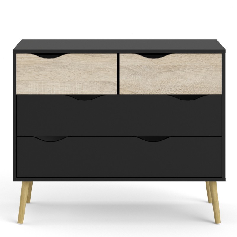 Nordic Chest of 4 Drawers - Black & Oak - Image 3