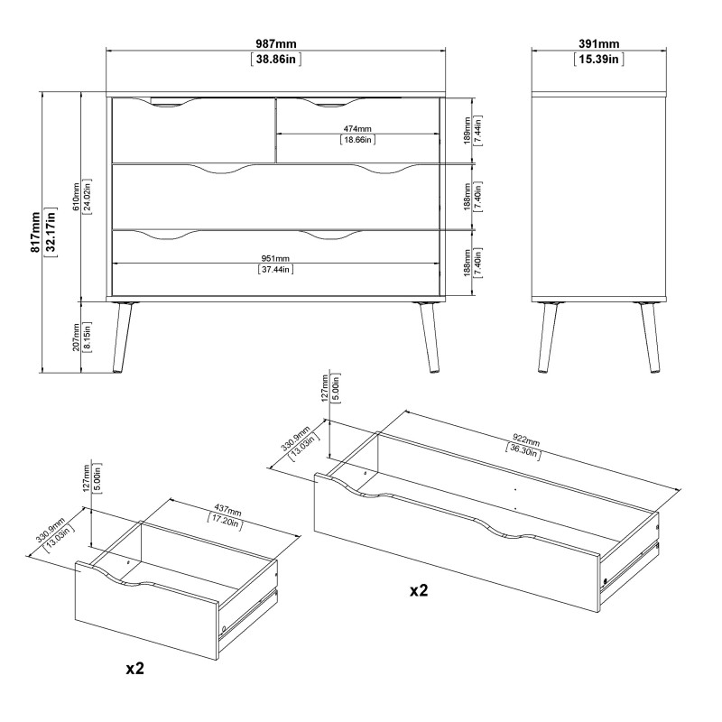 Nordic Chest of 4 Drawers - Black & Oak - Image 4