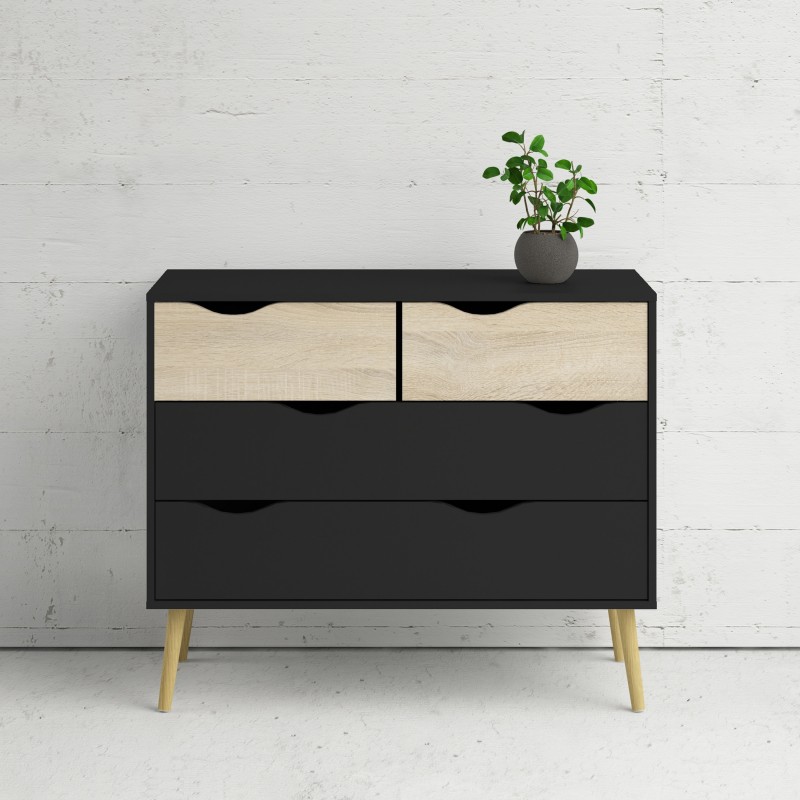 Nordic Chest of 4 Drawers - Black & Oak - Image 2