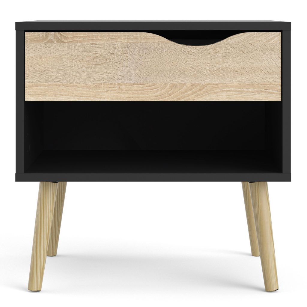 Nordic Bedside Table - Black with Oak drawer - Image 6