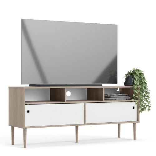 Fika TV unit - Jackson Hickory Oak & Matt White - Image 3