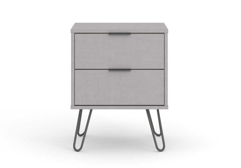 Helsinki grey bedside table- 2 drawers - Image 2