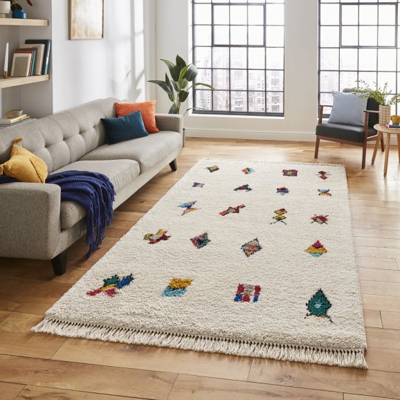 Boho symbol multi coloured rug - 3 sizes
