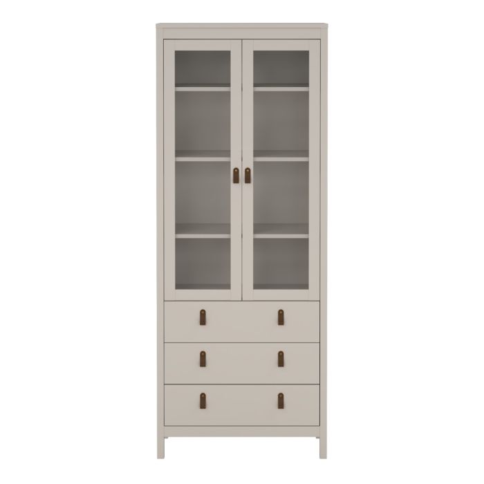 Loft display cabinet with two glass doors and three drawers -Cashmere - Image 3