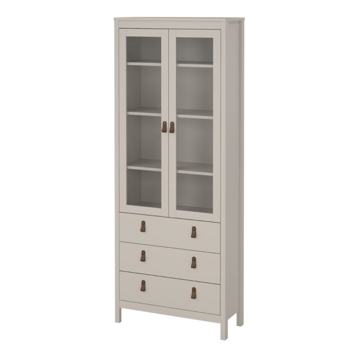 Loft display cabinet with two glass doors and three drawers -Cashmere - Image 7