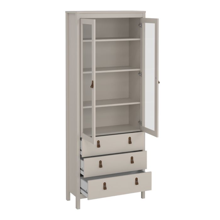 Loft display cabinet with two glass doors and three drawers -Cashmere - Image 6