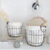 Pair of lined wire handled baskets