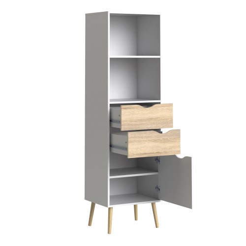 Nordic Bookcase - White with Oak drawers - Image 3