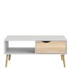 Nordic Coffee Table - White with Oak drawer