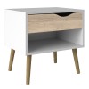 Nordic Bedside Table - White with Oak drawer