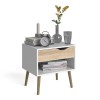 2 x Nordic Bedside Tables - White with Oak drawer - Image 3