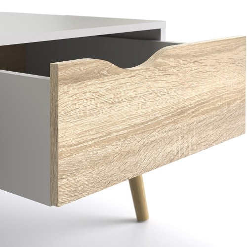 Nordic Coffee Table - White with Oak drawer - Image 4
