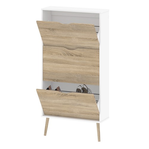 Nordic Shoe Cabinet - White & Oak - Image 3