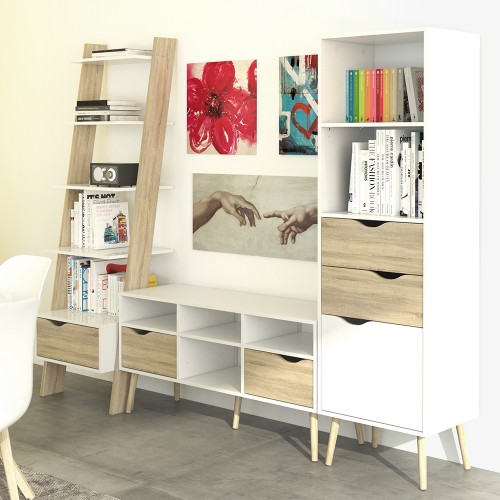 Nordic Large TV unit - White & Oak - Image 3