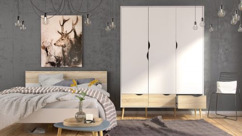Nordic Double Bed - White & Oak - Image 4
