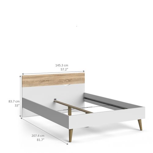 Nordic Double Bed - White & Oak - Image 3