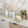 Scandi natural candle on wooden stand - Image 2