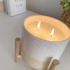 Scandi natural candle on wooden stand - Image 3