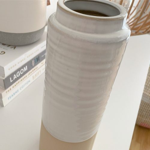 Tall natural two tone ceramic vase - Image 5