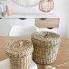 Pair of seagrass lidded baskets
