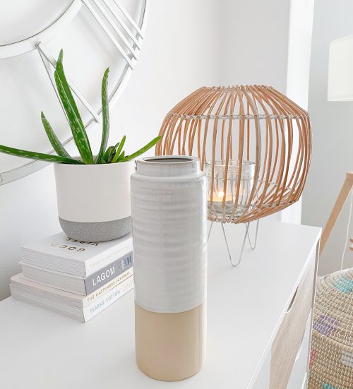 Tall natural two tone ceramic vase - Image 4