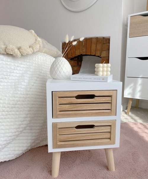 Small Scandi side table with drawers - Image 4