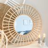 Large boho rattan mirror