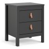 Loft black bedside table with leather handles