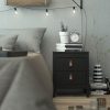 Loft black bedside table with leather handles - Image 2