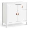 Loft small sideboard - white with leather handles