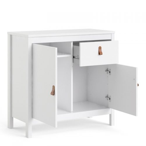 Loft small sideboard - white with leather handles - Image 3