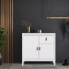Loft small sideboard - white with leather handles - Image 2