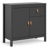 Loft small sideboard - black with leather handles