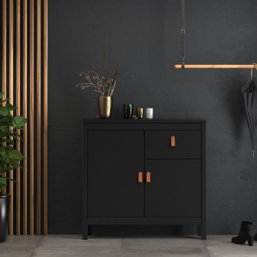 Loft small sideboard - black with leather handles - Image 3