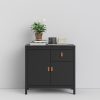 Loft small sideboard - black with leather handles - Image 2