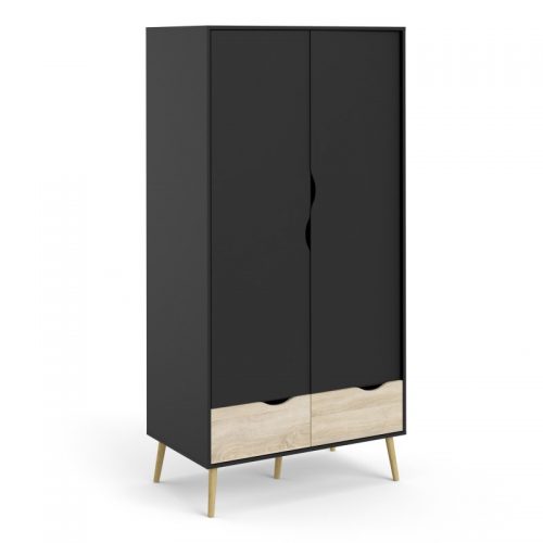 Nordic Two Door Wardrobe - Black - Image 3