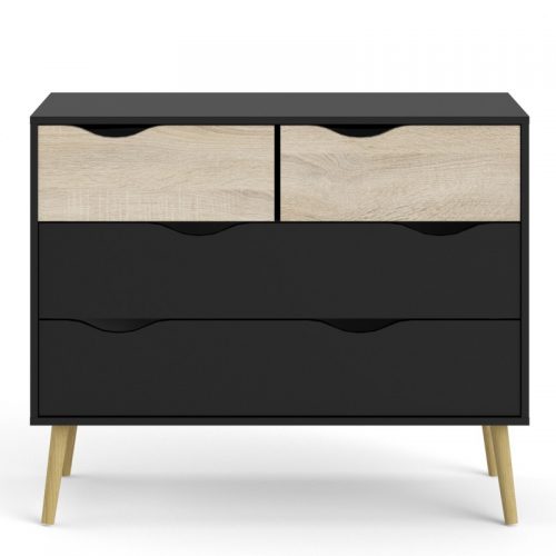 Nordic Chest of 4 Drawers - Black & Oak - Image 3