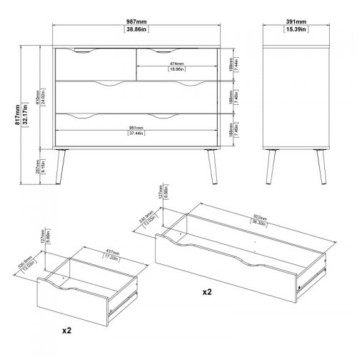Nordic Chest of 4 Drawers - Black & Oak - Image 4