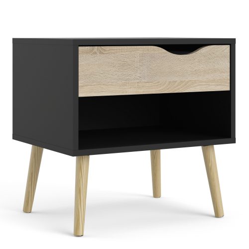 Nordic Bedside Table - Black with Oak drawer - Image 4