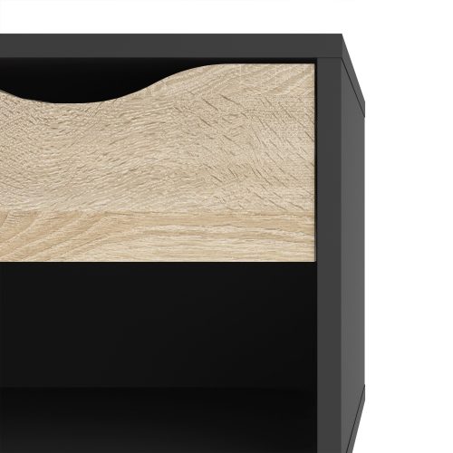 Nordic Bedside Table - Black with Oak drawer - Image 3