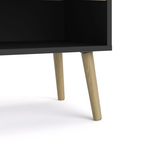 Nordic Bedside Table - Black with Oak drawer - Image 5