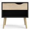 Nordic Bedside Table - Black with Oak drawer - Image 6