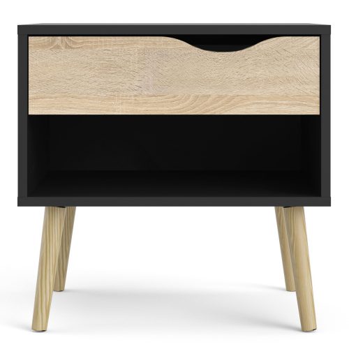 Nordic Bedside Table - Black with Oak drawer - Image 6