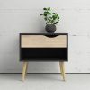 Nordic Bedside Table - Black with Oak drawer