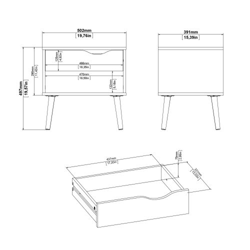 Nordic Bedside Table - Black with Oak drawer - Image 7