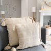 Large natural linen cushion with tassels - Image 3