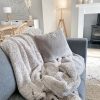 Softest grey and white fluffy throw