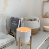 Large two tone ceramic potted candle on stand - Image 3