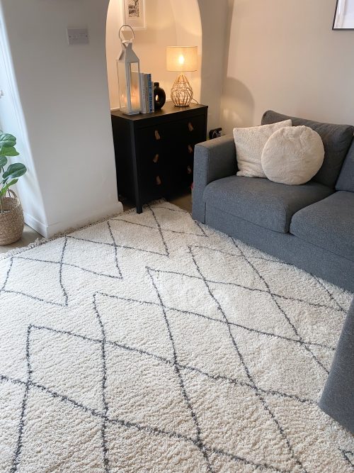 Nordic long pile rug with tassels - Cream/Grey - 4 Sizes - Image 5