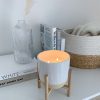 Large two tone ceramic potted candle on stand - Image 2